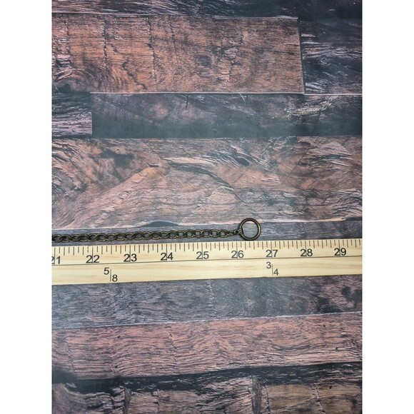 Handmade Copper Wire Wrapped Cross Necklace Red Gemstone Signed 26" Toggle Clasp - Picture 6 of 8